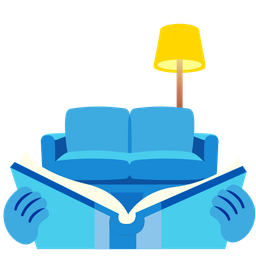 couch and lamp and books