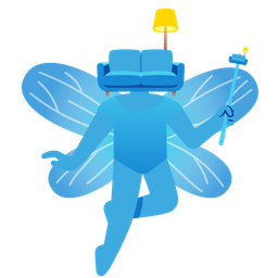 couch and lamp and butterfly