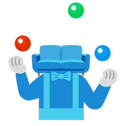 couch and lamp and clown face