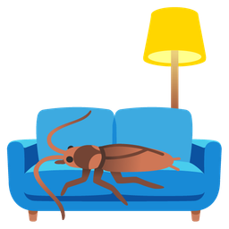 couch and lamp and cockroach