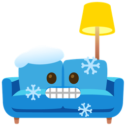 couch and lamp and cold face