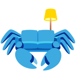 couch and lamp and crab