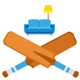 couch and lamp and cricket game