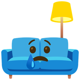 couch and lamp and crying face