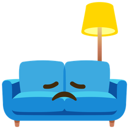 couch and lamp and disappointed face