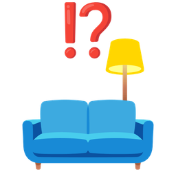 couch and lamp and exclamation question mark