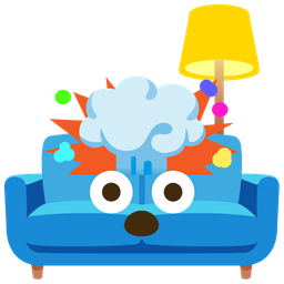 couch and lamp and exploding head