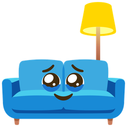 couch and lamp and face holding back tears