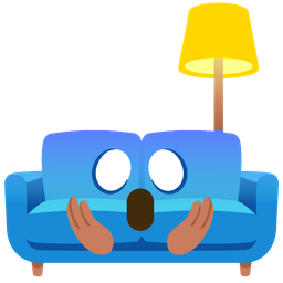 couch and lamp and face screaming in fear
