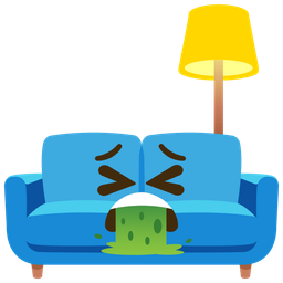 couch and lamp and face vomiting