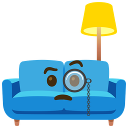 couch and lamp and face with monocle
