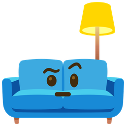 couch and lamp and face with raised eyebrow
