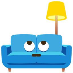 couch and lamp and face with rolling eyes