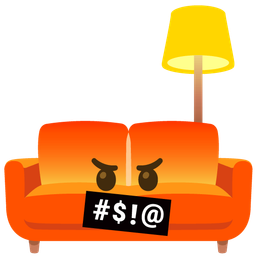 couch and lamp and face with symbols on mouth