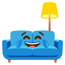 Couch and lamp and Face with tears of joy