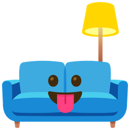 Couch and lamp and Face with tongue