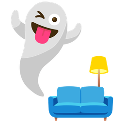 couch and lamp and ghost