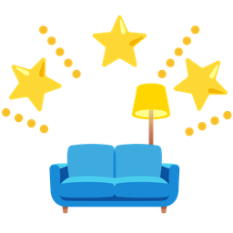 couch and lamp and glowing star