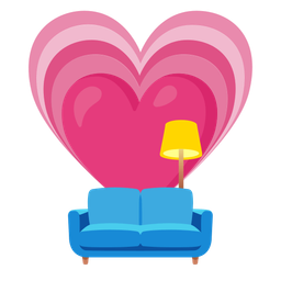 couch and lamp and growing heart