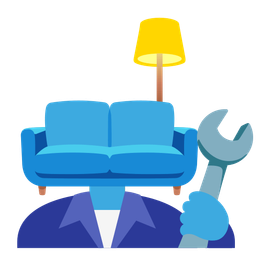 couch and lamp and hammer and wrench