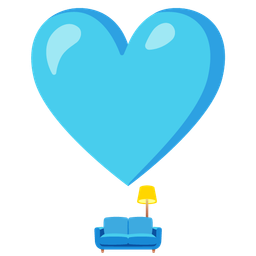 couch and lamp and heart exclamation