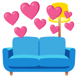couch and lamp and heart with arrow