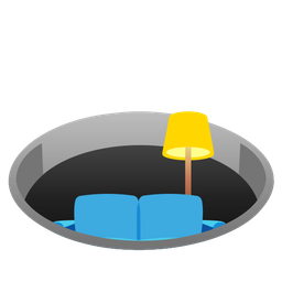 couch and lamp and hole