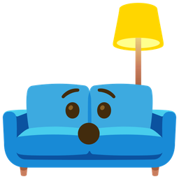 couch and lamp and hushed face