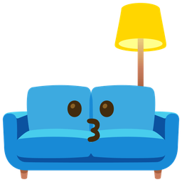 Couch and lamp and Kissing face