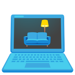 couch and lamp and laptop