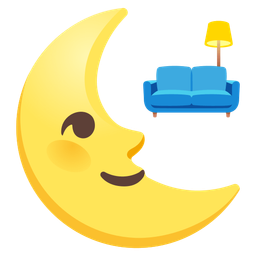 couch and lamp and last quarter moon face