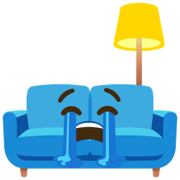 couch and lamp and loudly crying face
