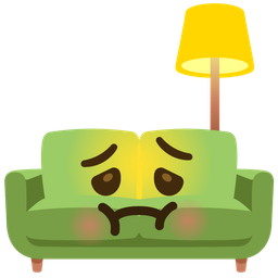 couch and lamp and nauseated face