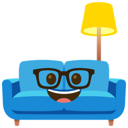 couch and lamp and nerd face