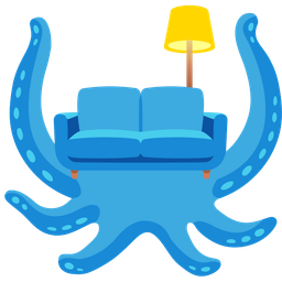 couch and lamp and octopus