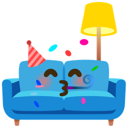 couch and lamp and partying face