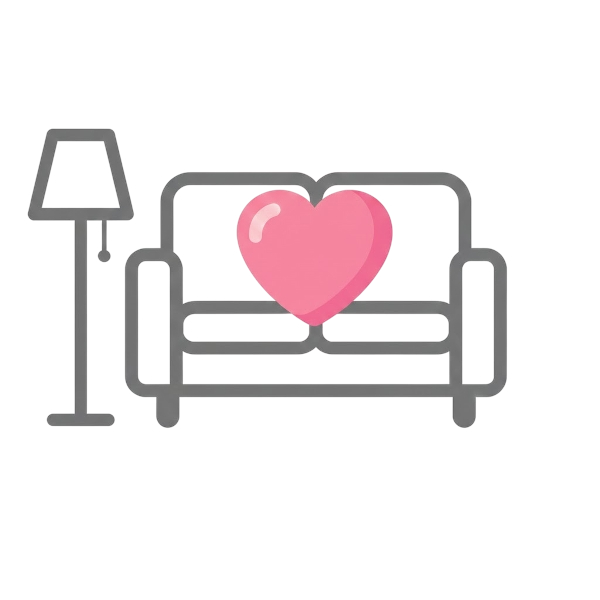 Couch and lamp and Pink heart