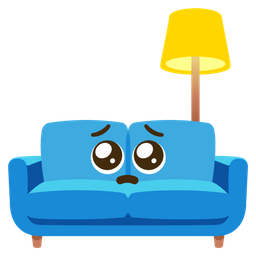 couch and lamp and pleading face
