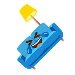 Couch and lamp and Rolling on the floor laughing