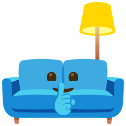 couch and lamp and shushing face