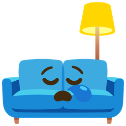 couch and lamp and sleepy face
