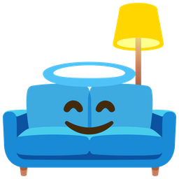 Couch and lamp and Smiling face with halo