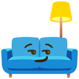 couch and lamp and smirking face