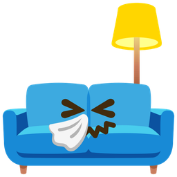 couch and lamp and sneezing face