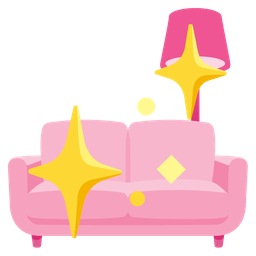 couch and lamp and sparkling heart