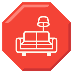 couch and lamp and stop sign