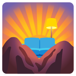 couch and lamp and sunrise over mountains