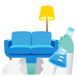 couch and lamp and test tube
