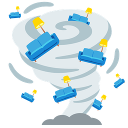 couch and lamp and tornado