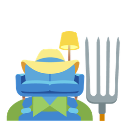 couch and lamp and tractor